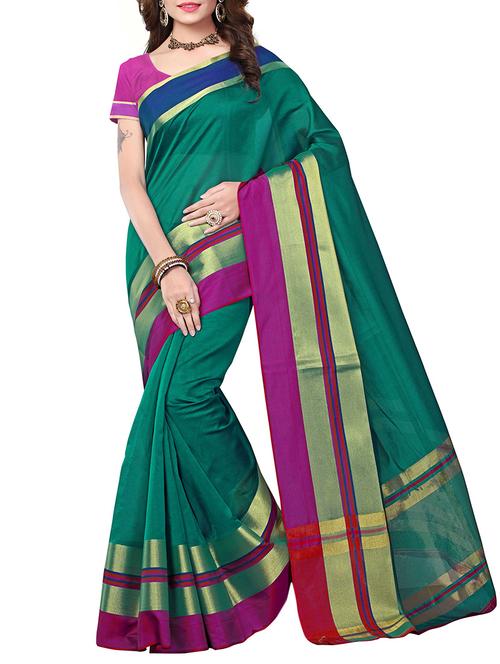 green bordered saree with blouse - 14467695 - Very Small Image - 1