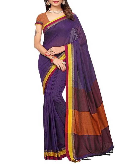 purple bordered saree with blouse - 14467720 - Standard Image - 1