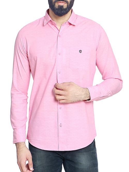 pink cotton blend casual shirt - 14467786 - Standard Image - 1