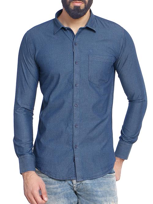 blue cotton blend casual shirt - 14467790 - Standard Image - 1