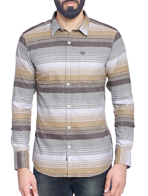 grey cotton blend casual shirt - 14467796 - Very Small Image - 1