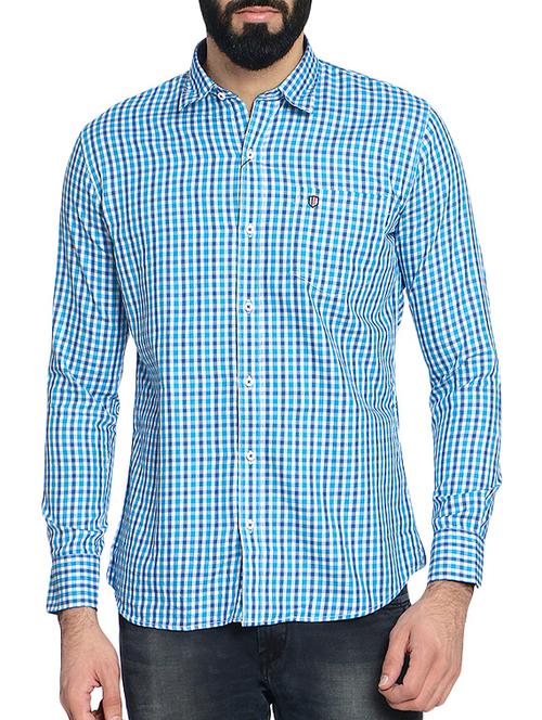 blue cotton blend casual shirt - 14467803 - Very Small Image - 1