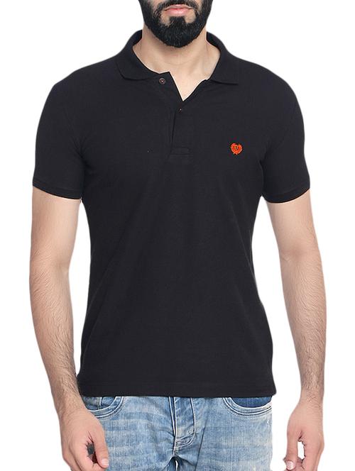 black cotton collared t-shirt - 14467887 - Standard Image - 1