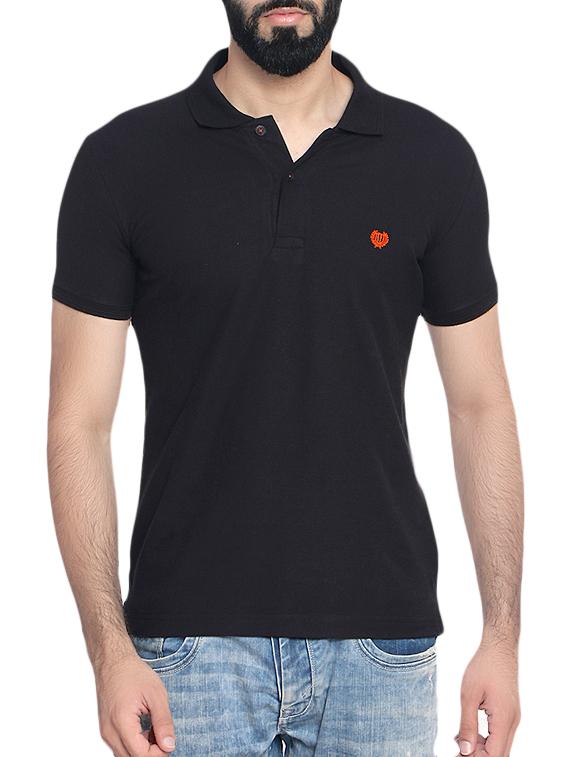 black cotton collared t-shirt - 14467887 - Zoom Image - 1