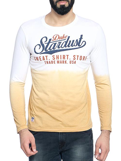 beige cotton chest print t-shirt - 14467902 - Standard Image - 1