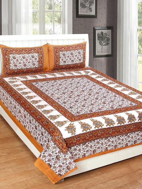 JAIPURI COTTON DOUBLE BED SHEET WITH 2 PILLOW COVERS - 14467930 - Very Small Image - 1