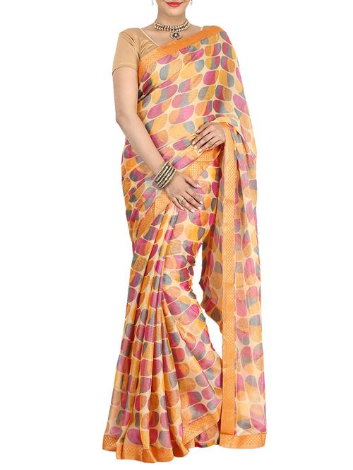 multicolour printed saree with blouse - 14468044 - Very Small Image - 1