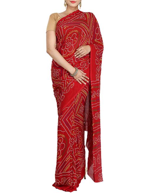 red badhani saree with blouse - 14468056 - Very Small Image - 1