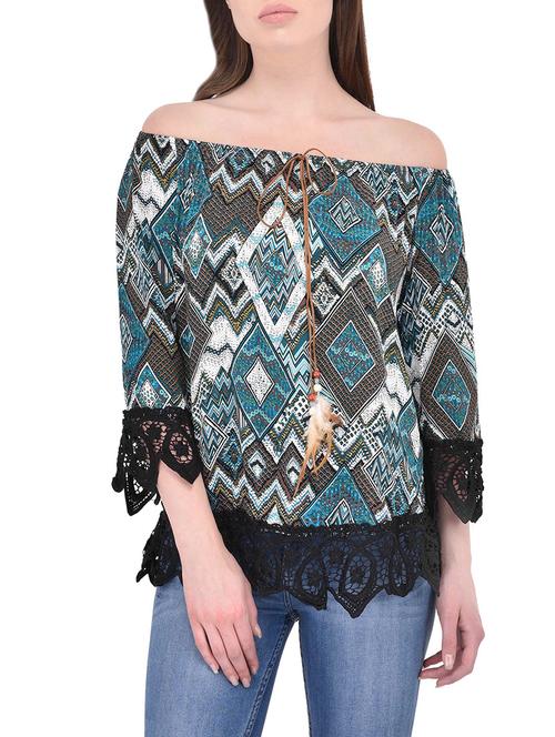 blue printed cotton top - 14468189 - Standard Image - 1