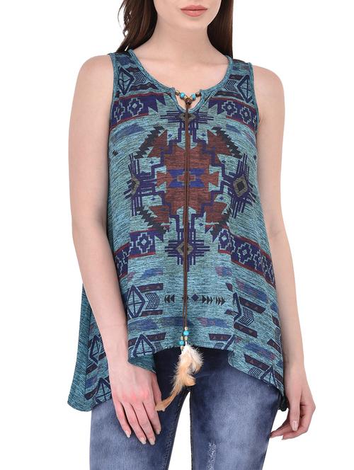 Blue aztec print top - 14468210 - Very Small Image - 1