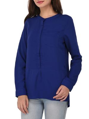 navy blue solid cotton tunic - 14468252 - Standard Image - 2