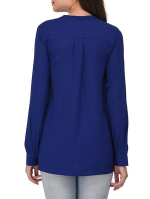navy blue solid cotton tunic - 14468252 - Standard Image - 3