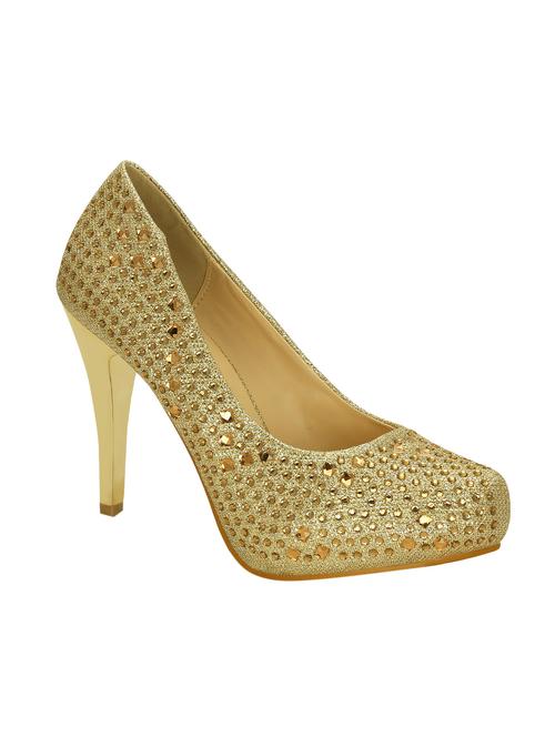 gold faux leather slip on pumps - 14468369 - Very Small Image - 1