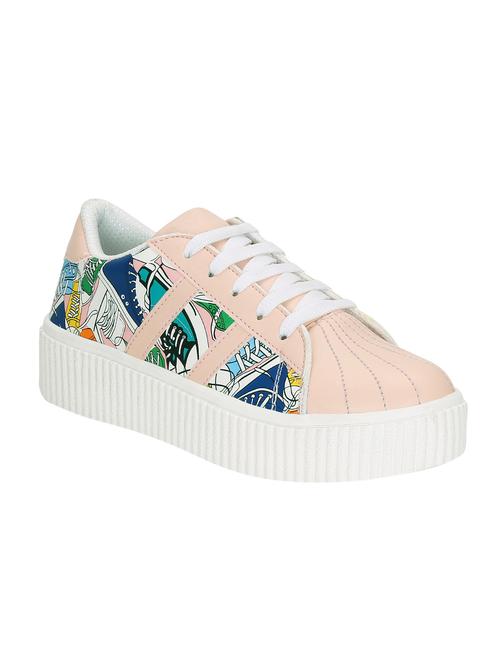 pink faux leather laceup sneakers - 14468472 - Very Small Image - 1