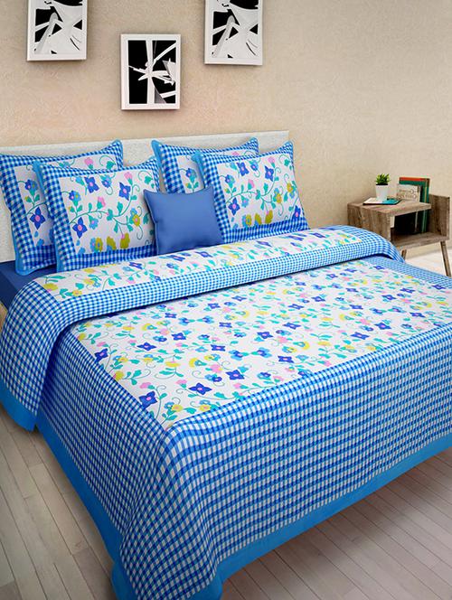 Pure Cotton Double Bedsheet with 2 Zip Closer Pillow Covers - 14468996 - Very Small Image - 1