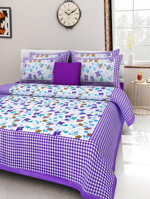 Pure Cotton Double Bedsheet with 2 Zip Closer Pillow Covers - 14468998 - Very Small Image - 1