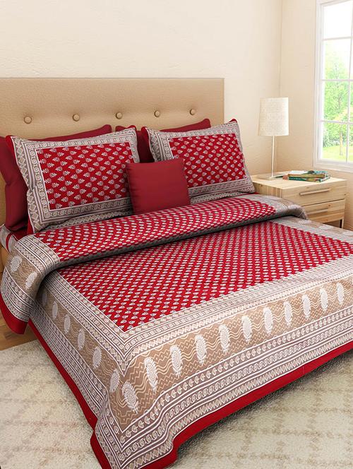 Pure Cotton Double Bedsheet with 2 Zip Closer Pillow Covers - 14469011 - Very Small Image - 1