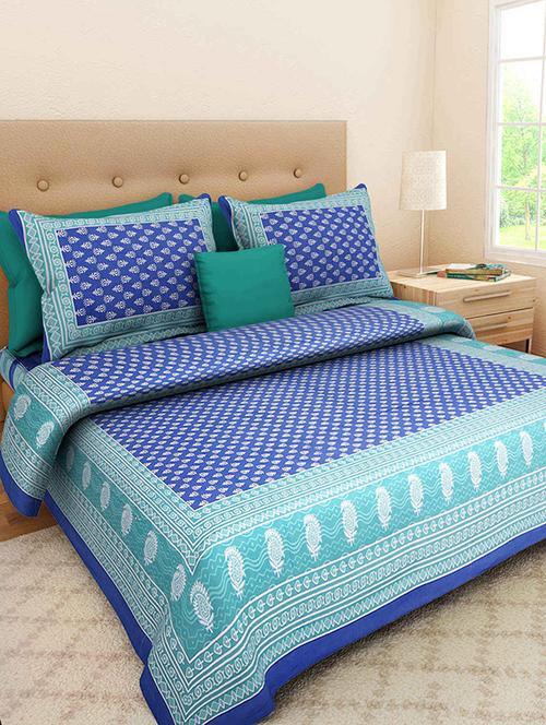 Pure Cotton Double Bedsheet with 2 Zip Closer Pillow Covers - 14469013 - Very Small Image - 1