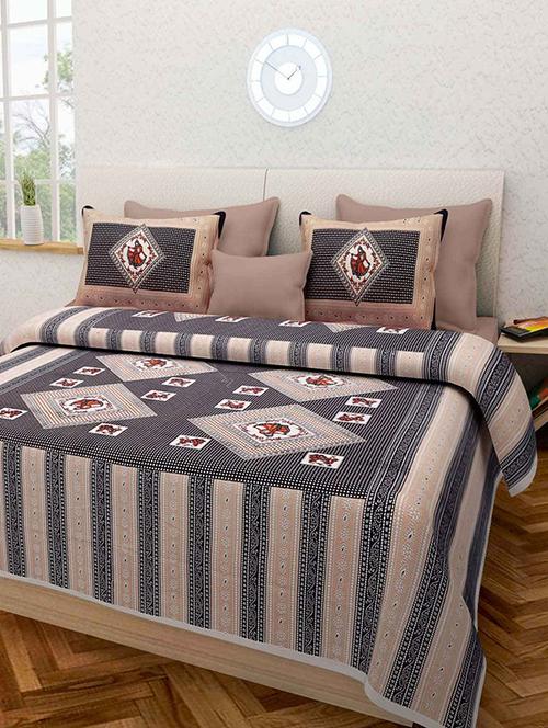 Pure Cotton Double Bedsheet with 2 Zip Closer Pillow Covers - 14469015 - Very Small Image - 1