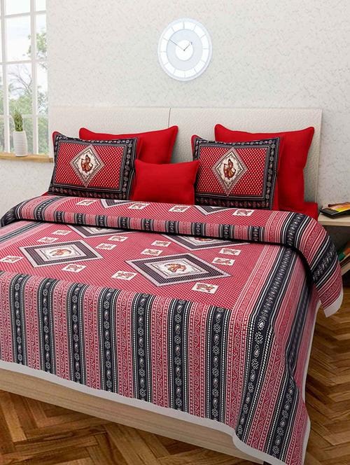 Pure Cotton Double Bedsheet with 2 Zip Closer Pillow Covers - 14469016 - Very Small Image - 1
