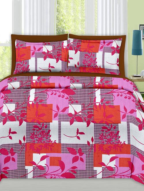 Floral Print Cotton Double Bedsheet with 2 Pillow Covers - 14469075 - Standard Image - 1