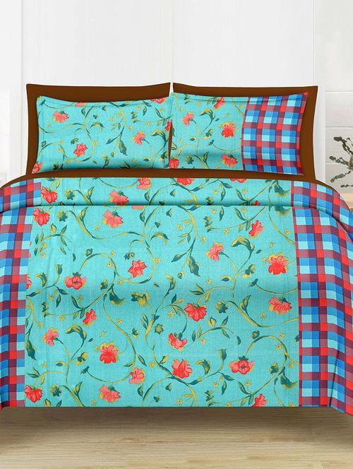 Floral Print Cotton Double Bedsheet with 2 Pillow Covers - 14469090 - Standard Image - 1
