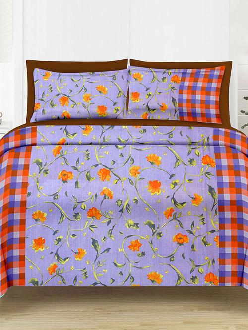 Floral Print Cotton Double Bedsheet with 2 Pillow Covers - 14469091 - Standard Image - 1