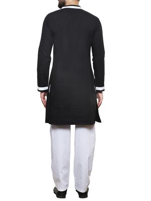 black cotton long kurta - 14469121 - Standard Image - 3