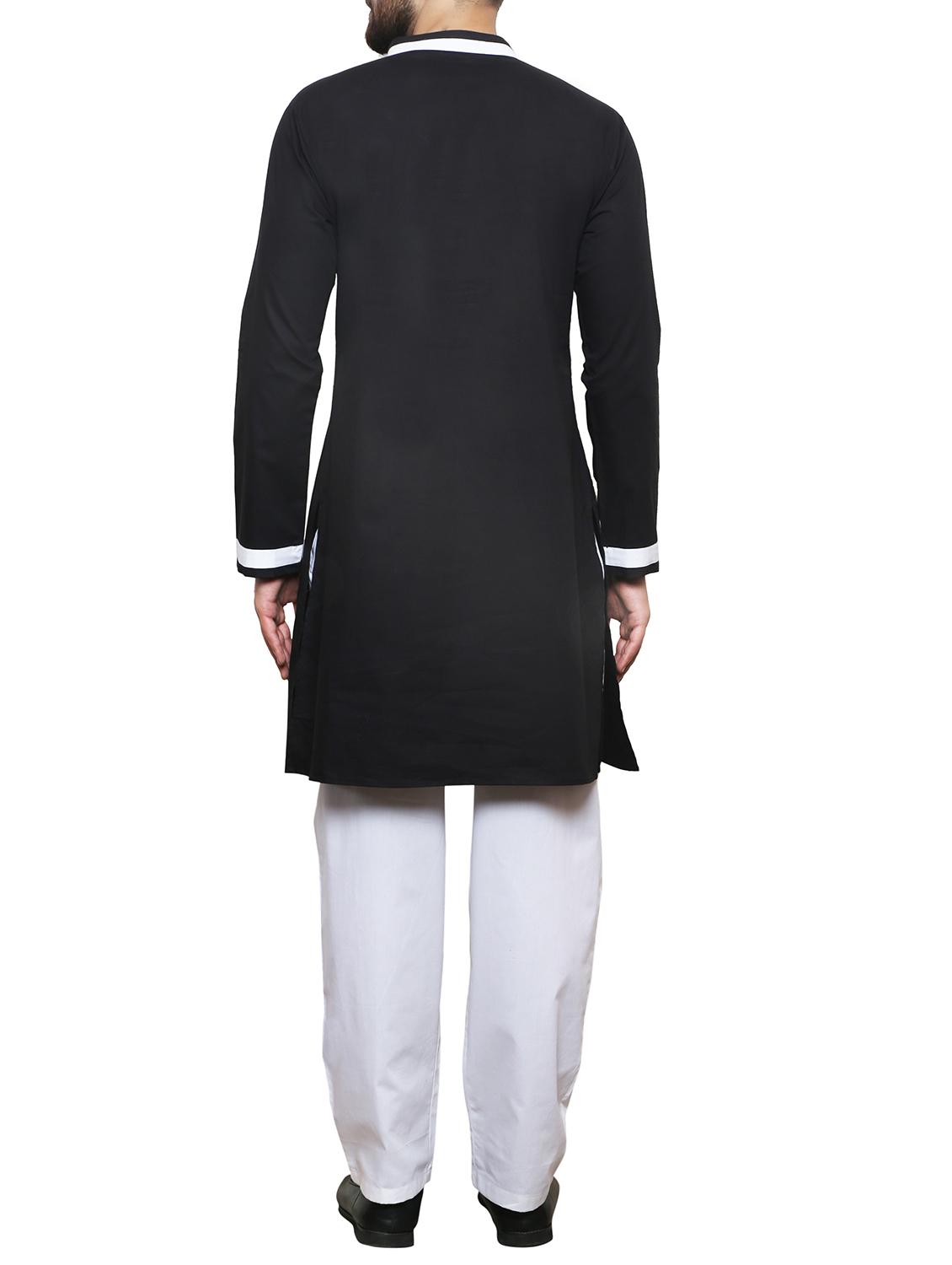 black cotton long kurta - 14469121 - Zoom Image - 3
