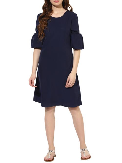 navy blue crepe shift dress - 14469145 - Very Small Image - 1