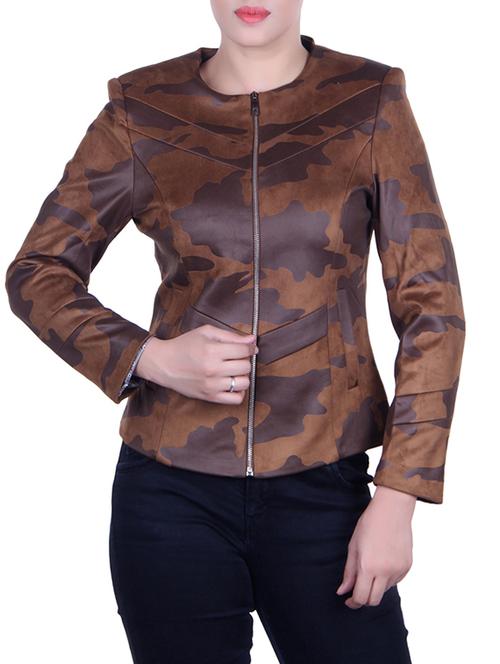 Brown camouflage leatherette jacket - 14469165 - Very Small Image - 1