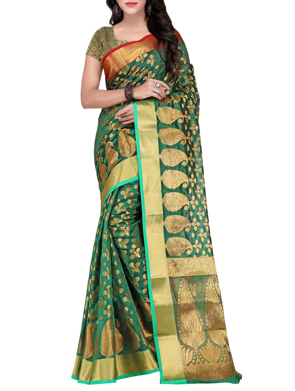 green silk banarasi saree with blouse