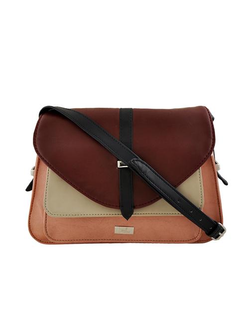 brown leatherette regular sling bag - 14469476 - Very Small Image - 1