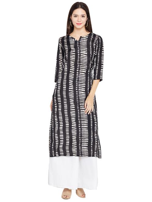 black straight kurta - 14469640 - Very Small Image - 1