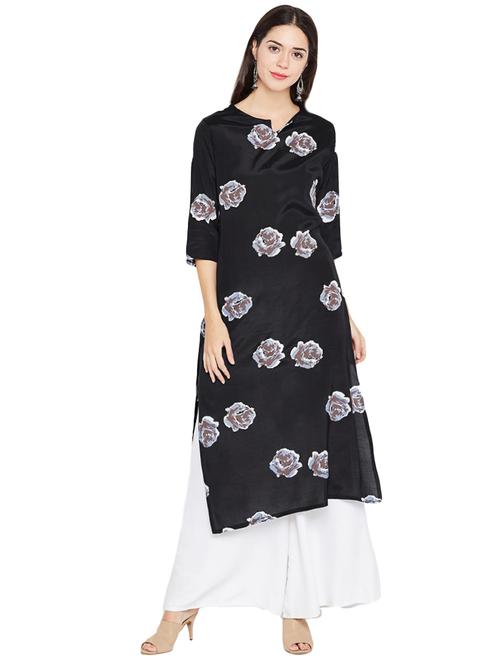 black straight kurta - 14469642 - Very Small Image - 1