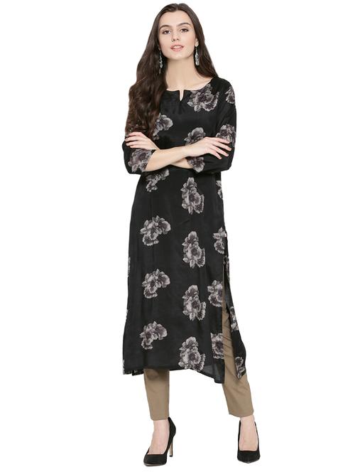 black straight kurta - 14469644 - Very Small Image - 1