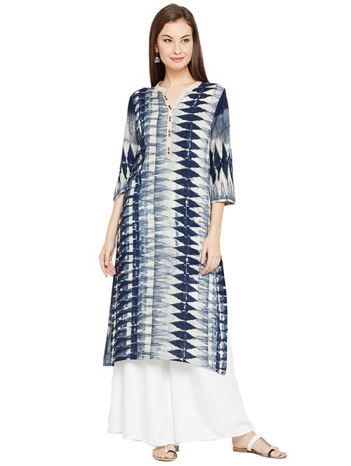 blue rayon straight kurta - 14469673 - Very Small Image - 1
