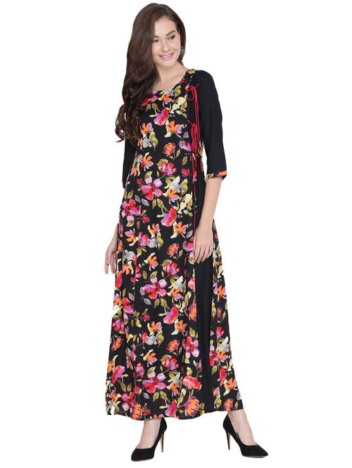 black rayon fusion kurta - 14469678 - Very Small Image - 1
