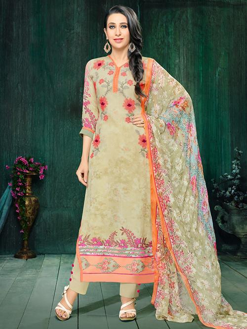 multi colored georgette straight pant suits dress material - 14469765 - Very Small Image - 1