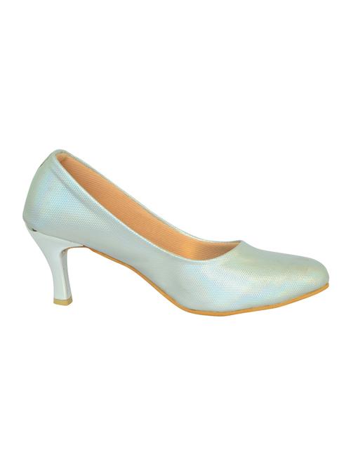 silver faux leather slip on pumps - 14469818 - Standard Image - 1