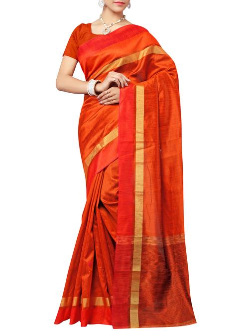 orange bordered saree with blouse - 14469853 - Very Small Image - 1