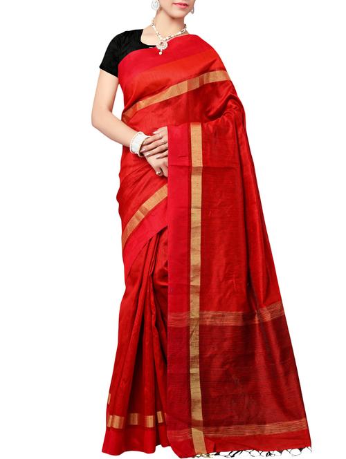red bordered saree with blouse - 14469856 - Very Small Image - 1