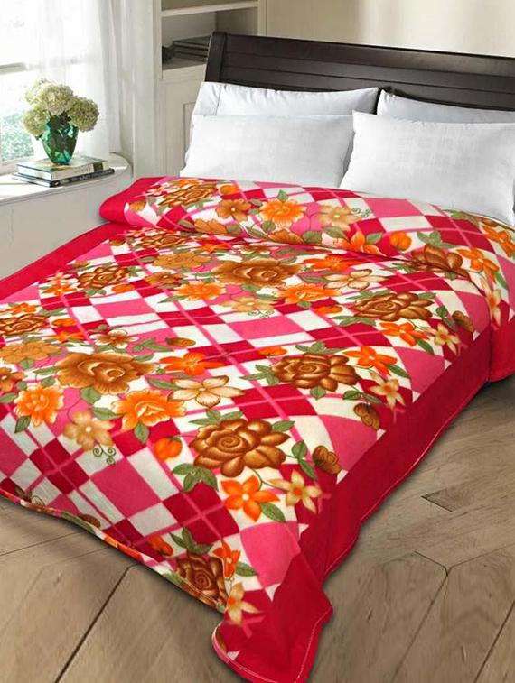 floral print single bed fleece blanket - 14469870 - Zoom Image - 1