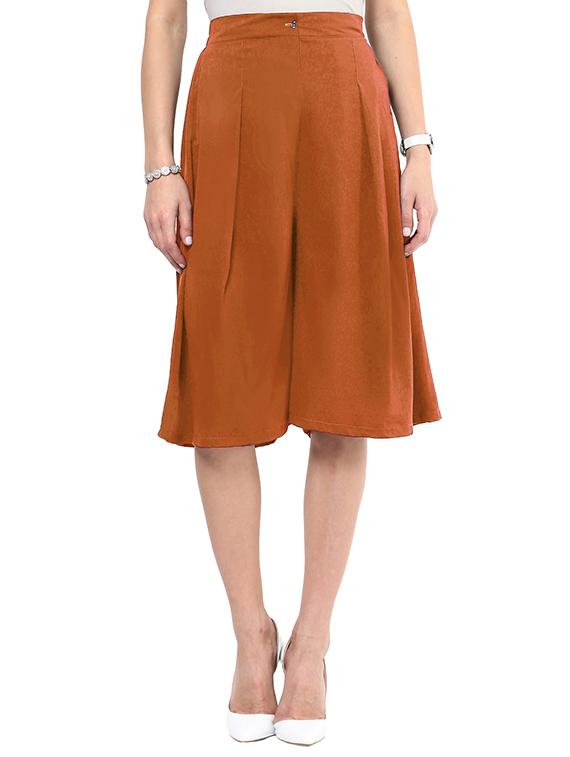 solid brown casual culottes