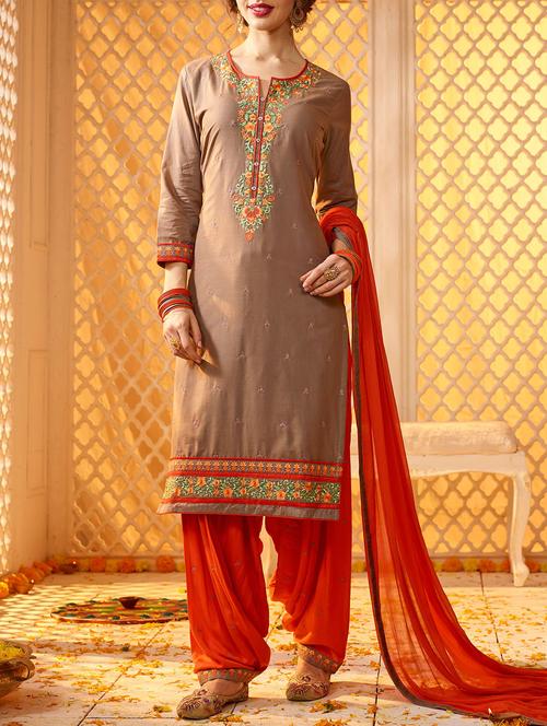 Embroidered unstitched patiyala suits - 14470000 - Very Small Image - 1