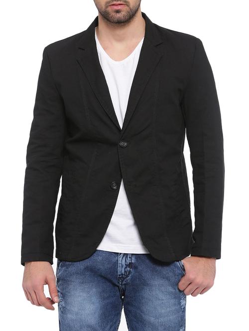 black cotton casual blazer - 14470051 - Very Small Image - 1