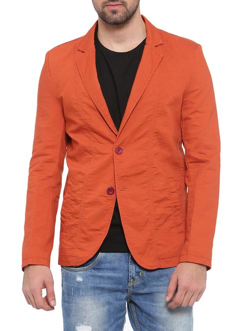 orange cotton casual blazer - 14470052 - Very Small Image - 1