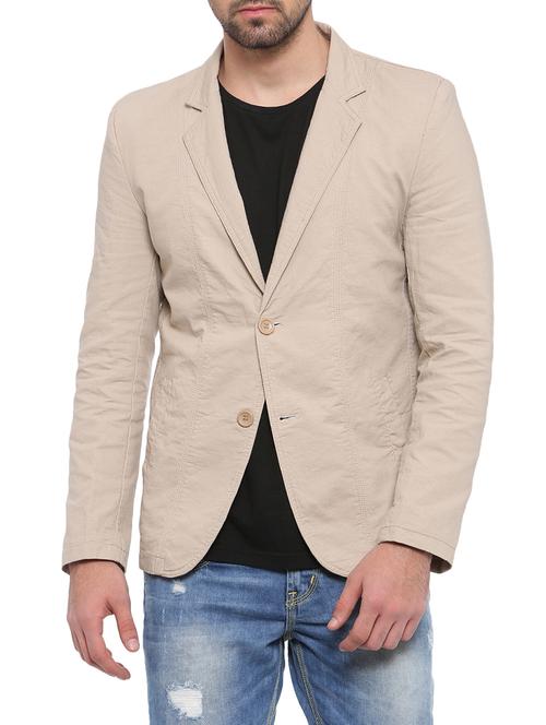 beige cotton casual blazer - 14470053 - Very Small Image - 1