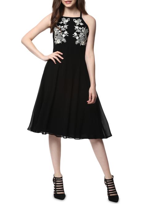 Black fit and flare dress - 14470270 - Standard Image - 1