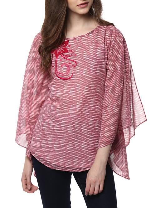 Pink georgette top - 14470285 - Standard Image - 1